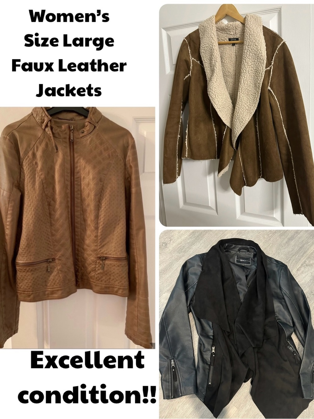 Women’s Large Faux Leather Jacket Lot